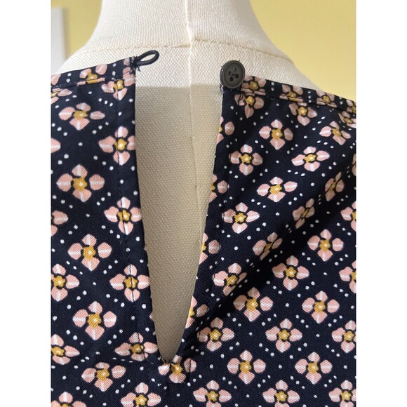 Loft Petites Mosaic Shift Dress LS Tie Belt XXSP Black Pink Yellow  Office - Picture 10 of 15